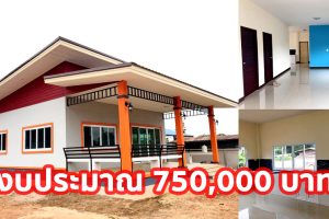 บ้านโมเดิร์นชั้นเดียว พื้นที่ใช้สอย 116 ตร.ม. 2 ห้องนอนใหญ่ งบประมาณ 750,000 บาท