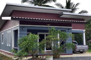 รีวิว บ้านโมเดิร์นชั้นเดียว หลังคาเพิงแหงน พื้นที่ใช้สอย 102 ตร.ม. งบประมาณ 870,000 บาท