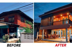 รีโนเวท บ้านครึ่งปูนครึ่งไม้เก่า 2 ชั้น เป็นบ้านไม้แบบผสมผสาน งานปูน-เหล็ก-ไม้ ที่สวยงามอย่างลงตัว