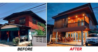 รีโนเวท บ้านครึ่งปูนครึ่งไม้เก่า 2 ชั้น เป็นบ้านไม้แบบผสมผสาน งานปูน-เหล็ก-ไม้ ที่สวยงามอย่างลงตัว