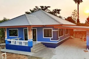 รีวิว บ้านเดี่ยวชั้นเดียวหลังใหญ่ พร้อมโรงจอดรถ พื้นที่ใช้สอย 157 ตร.ม. งบประมาณ 1.26 ล้านบาท