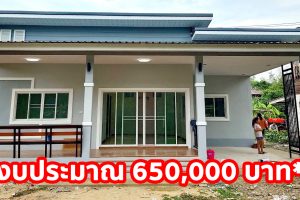 บ้านชั้นเดียว แนวโมเดิร์น โทนสีอ่อน เรียบง่ายน่าอยู่ งบประมาณ 6.5 แสนบาท