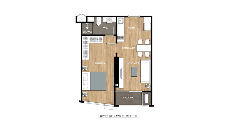 CB 1 bedroom 43.17 sq.m